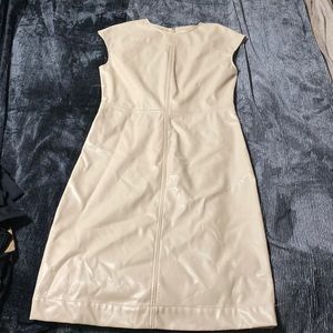 Prologue cream/tan leather dress, full zip up, size medium